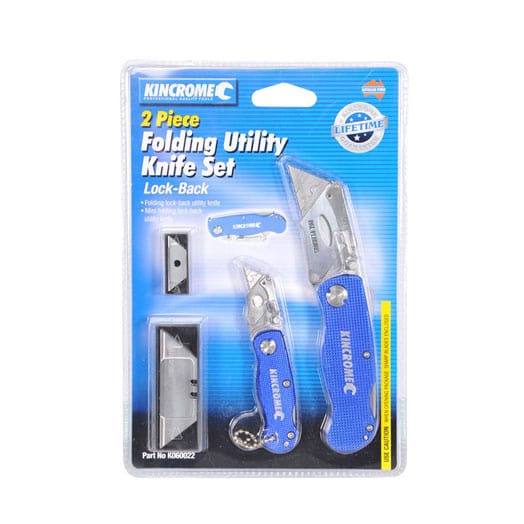Folding Utility Knife Set 2 Piece Lock-Back K060022 by Kincrome