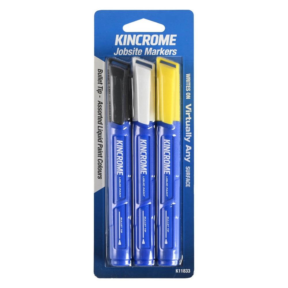 3Pce Assorted Colours Marker Bullet Tip K11833 by Kincrome