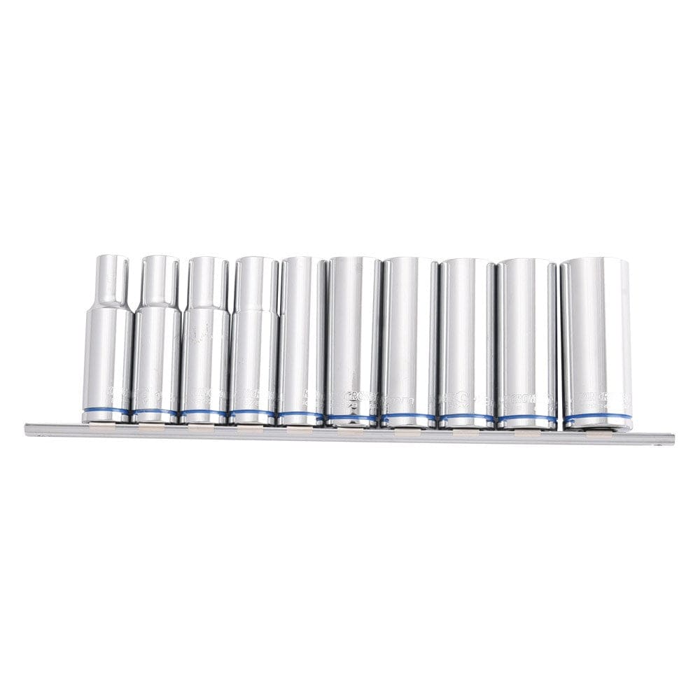 10Pce 1/2" Socket Rail Deep Metric Mirror Polish K2181 by Kincrome