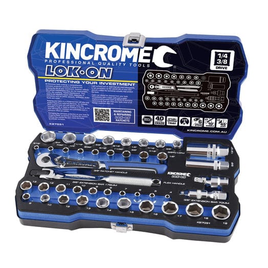 44Pce 1/4" + 3/8" Lokon Socket Set Metric + Imperial K27031 by Kincrome