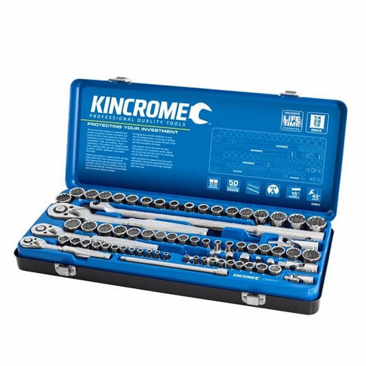 Kincrome 74Pce 1/2, 1/4 + 3/8"Socket Set Drive Imperial + Metric K28041