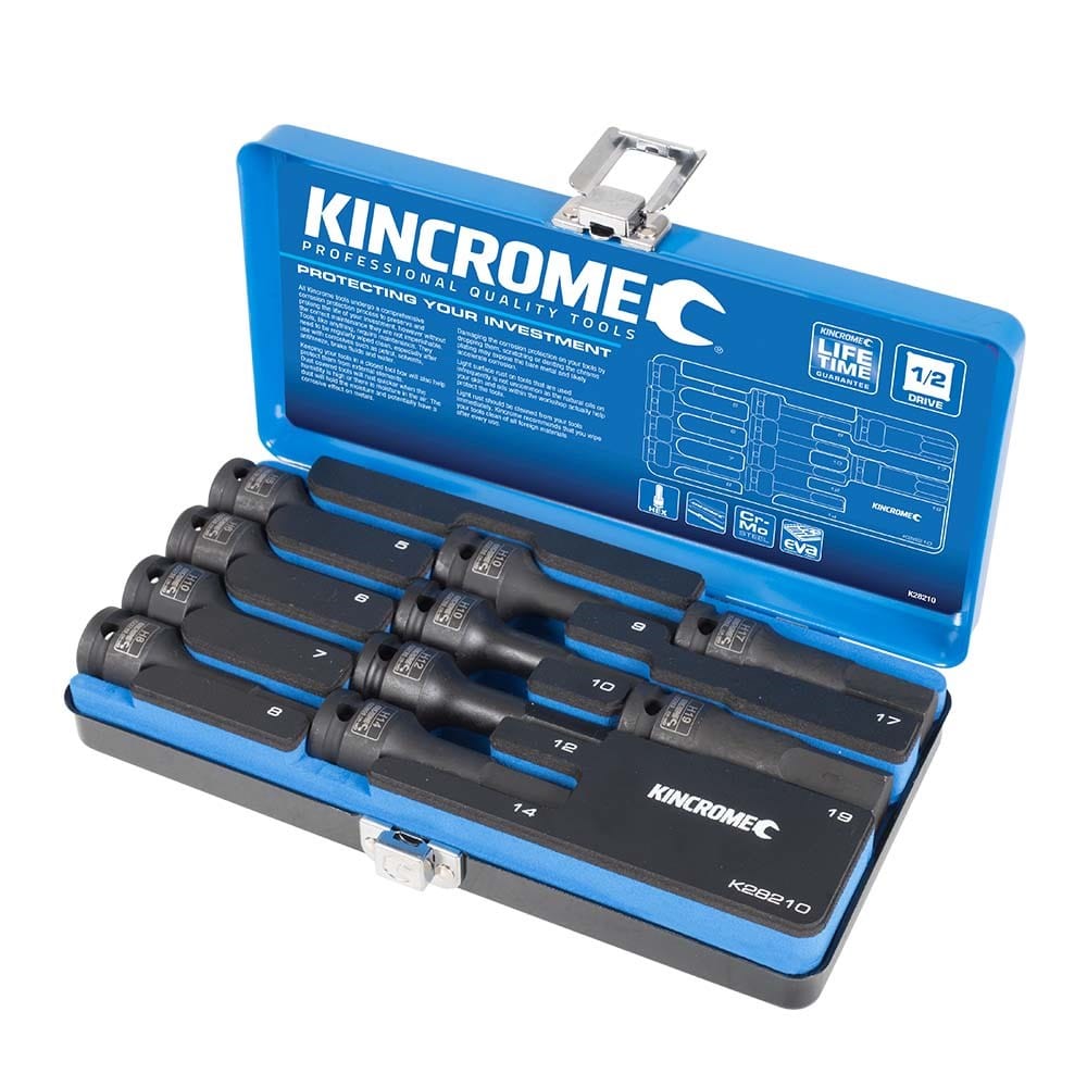 10Pce 1/2" Drive Metric Hex Impact Socket Set K28210 by Kincrome
