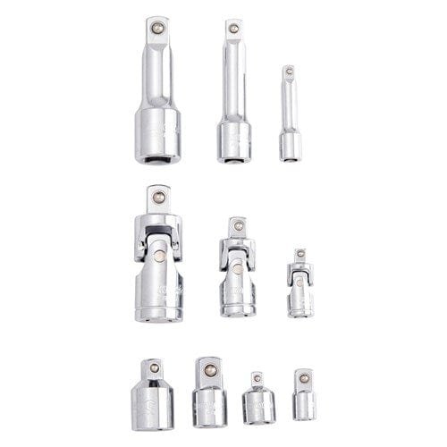10Pce Socket Accessory Set 1/4", 3/8" & 1/2" Drive Mirror Polish K2969 by Kincrome