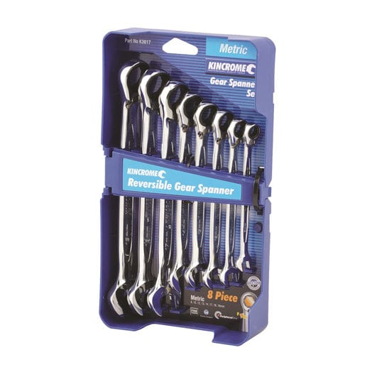 8Pce Combination Gear Reversible Spanner Set Metric K3017 By Kincrome