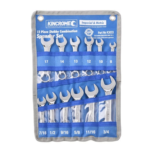 12Pce Spaner Stubby Combination Set Imperial + Metric K3033 by Kincrome