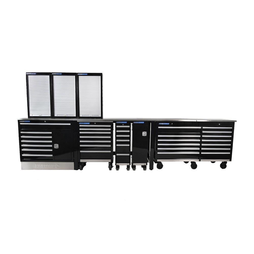 9Pce Black 33 Drawer Ultimate Storage Trade Centre Pro Trolley Set K7379 by Kincrome