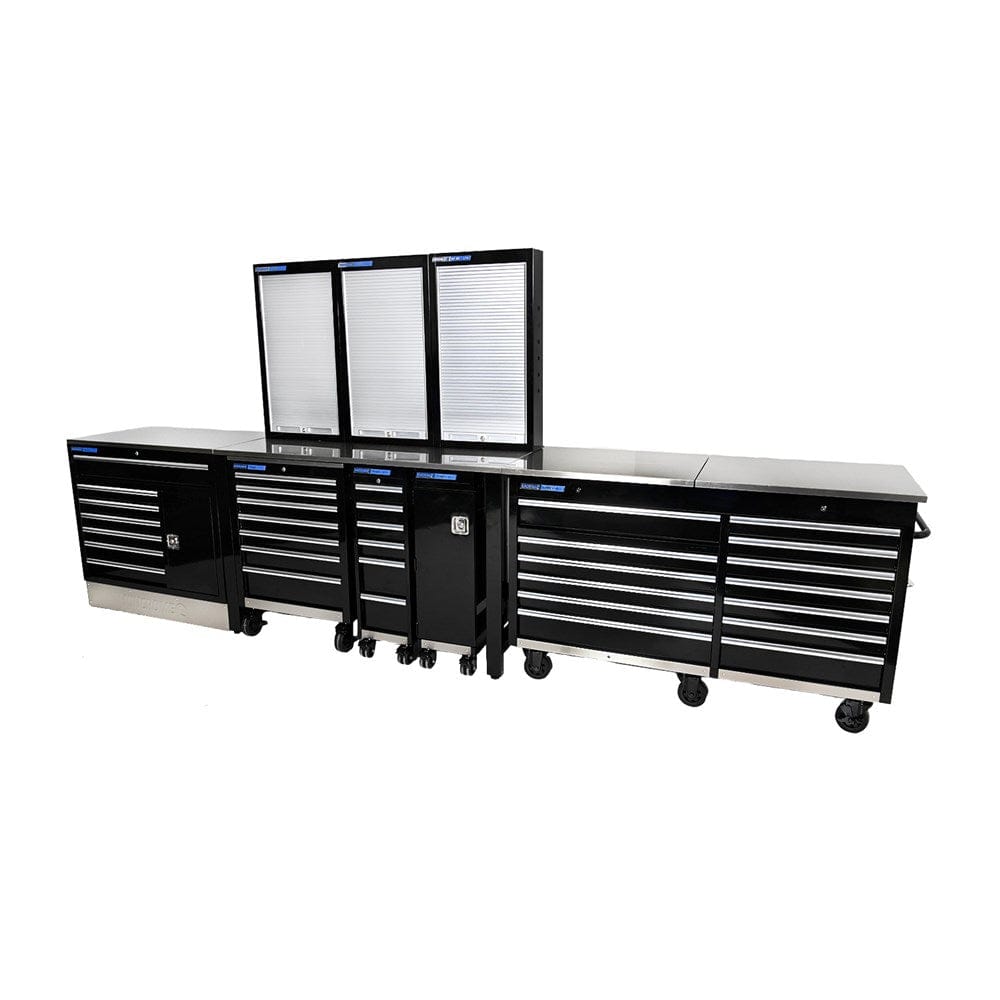 9Pce Black 33 Drawer Ultimate Storage Trade Centre Pro Trolley Set K7379 by Kincrome