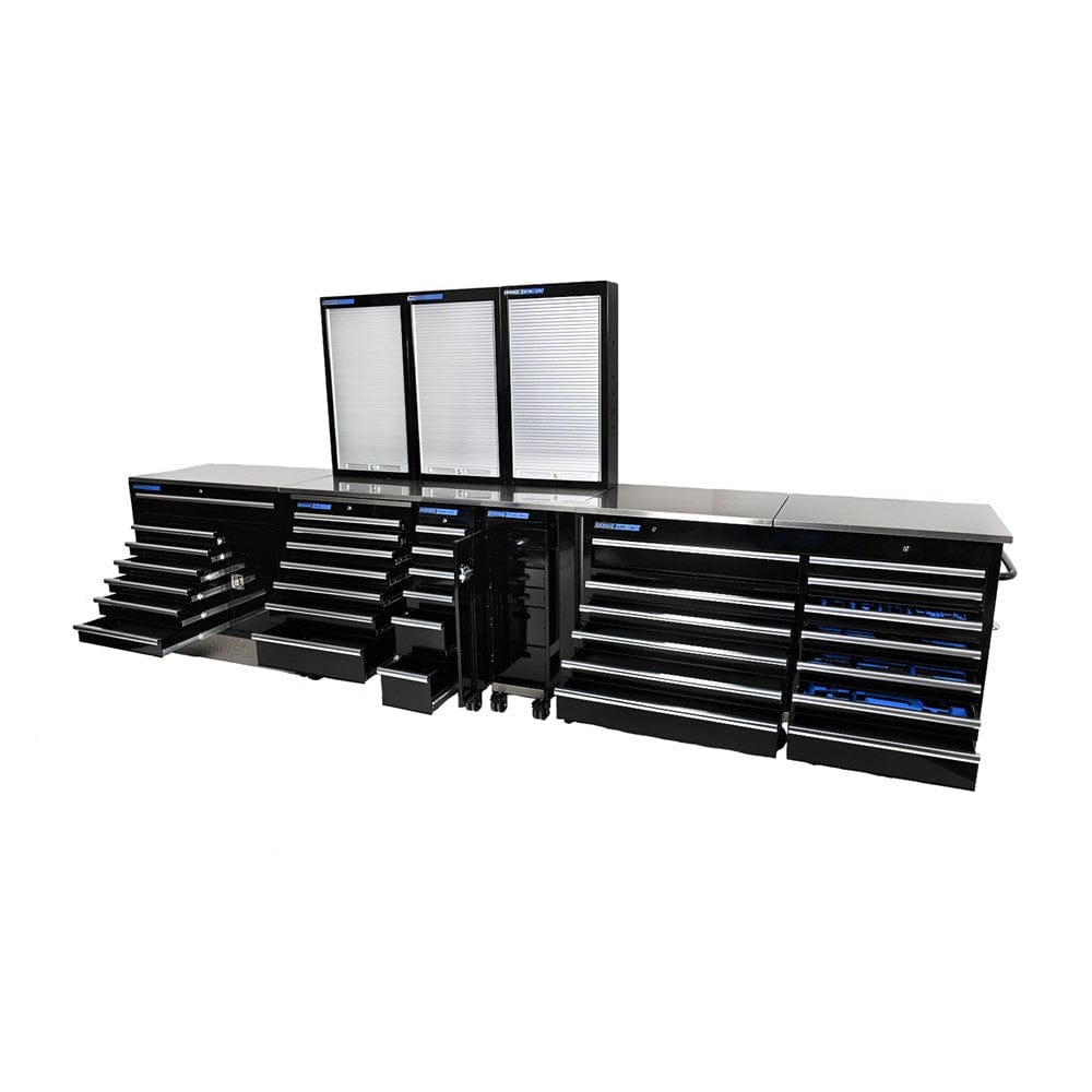 9Pce Black 33 Drawer Ultimate Storage Trade Centre Pro Trolley Set K7379 by Kincrome
