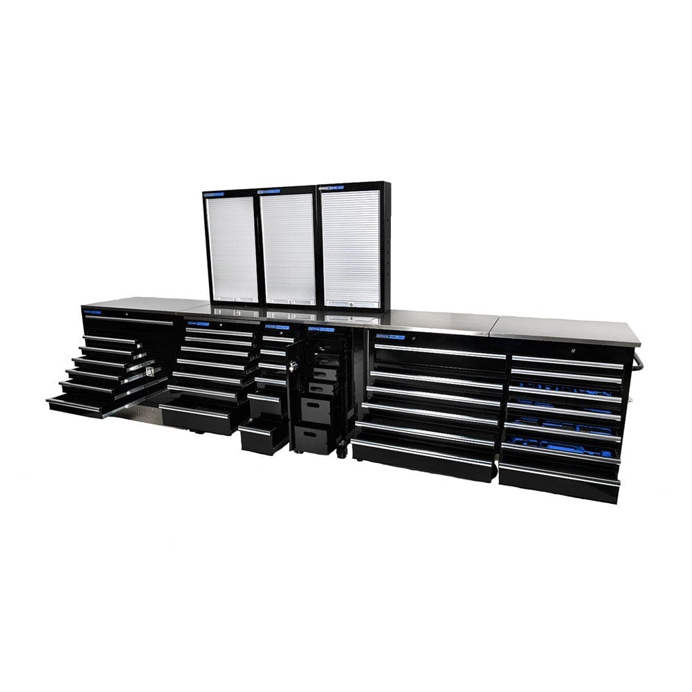 9Pce Black 33 Drawer Ultimate Storage Trade Centre Pro Trolley Set K7379 by Kincrome