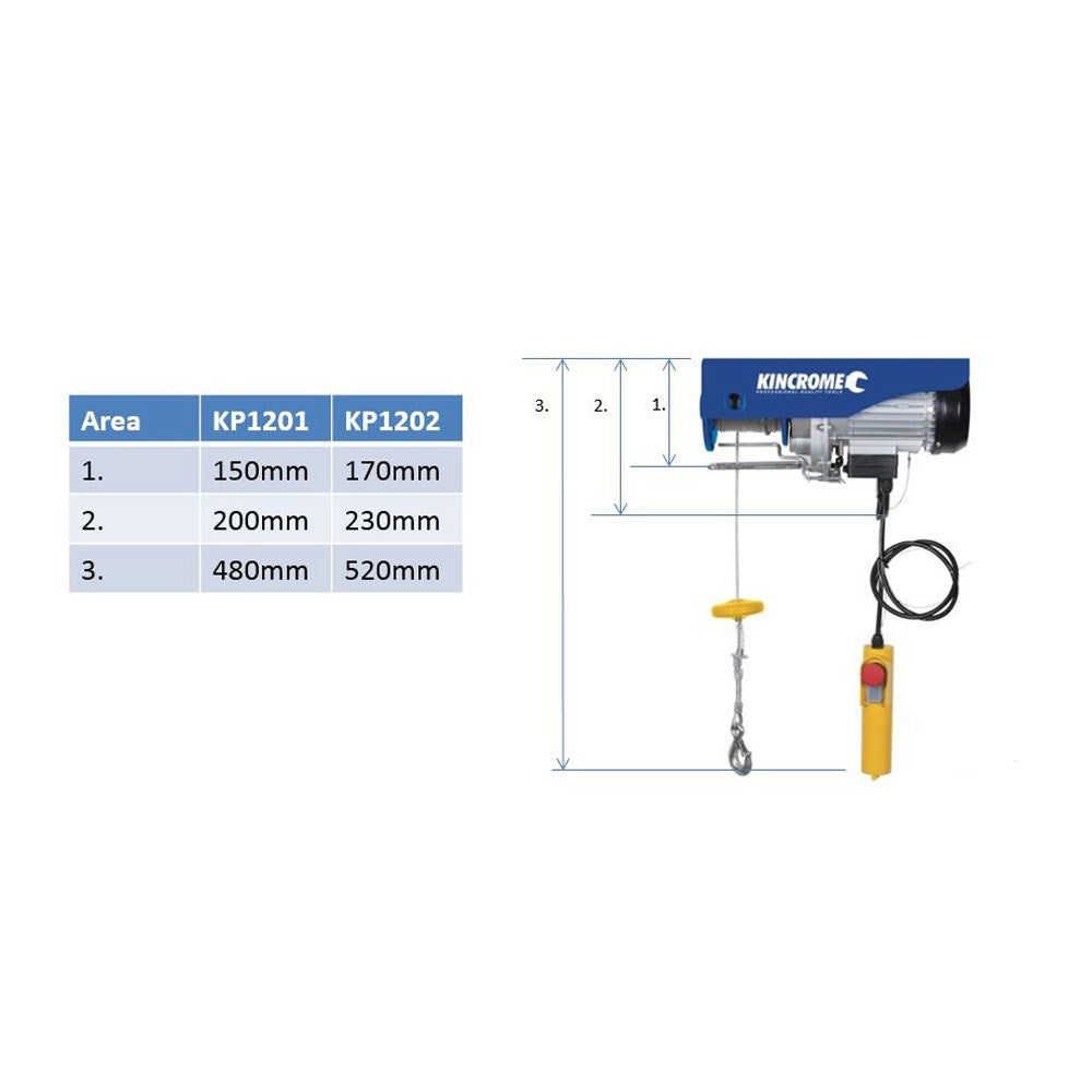 125-250kg Electric Lifting Hoist KP1201 by Kincrome