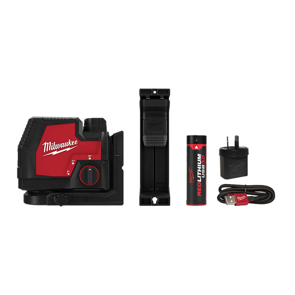REDLITHIUM USB Rechargeable Cross Line Laser Kit L4CLL-301C by Milwaukee