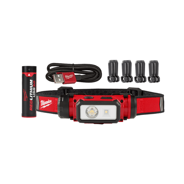 REDLITHIUM™ USB Rechargebale Hard Hat Headlamp 600 Lumens 3.0Ah Kit L4HL2301 by Milwaukee