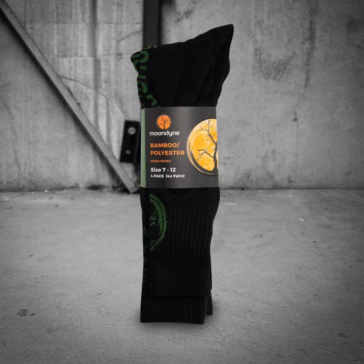 4 Pair Premium Bamboo / Polyester Promo Socks Black Size 7-12 M00B0712-4BK by Moondyne