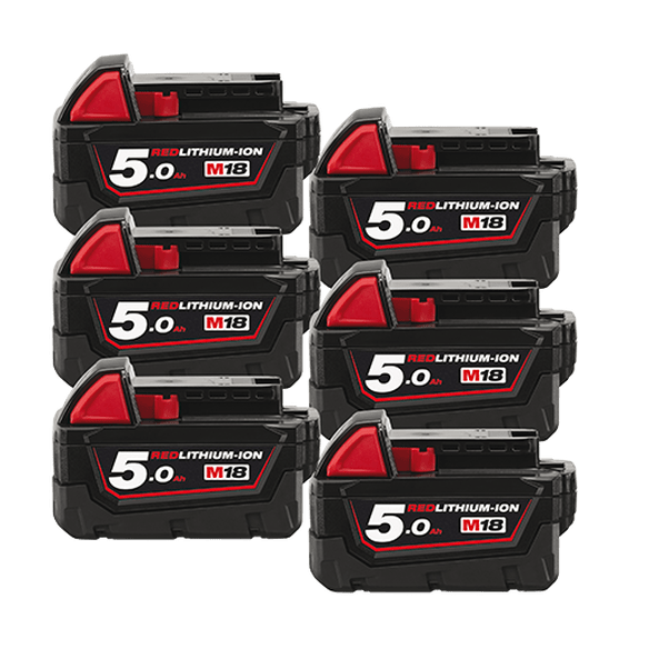 Milwaukee 18V 5.0Ah Battery 6 Pack M18B56