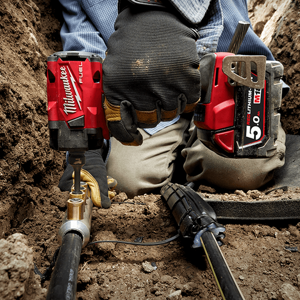 18V 1/2" FUEL Compact Impact Wrench with Pin Detent Kit M18FIW2P12-502C by Milwaukee