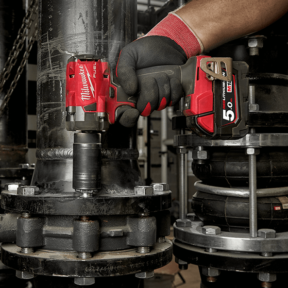 18V 1/2" FUEL Compact Impact Wrench with Friction Ring Kit M18FIW2F12-502C by Milwaukee