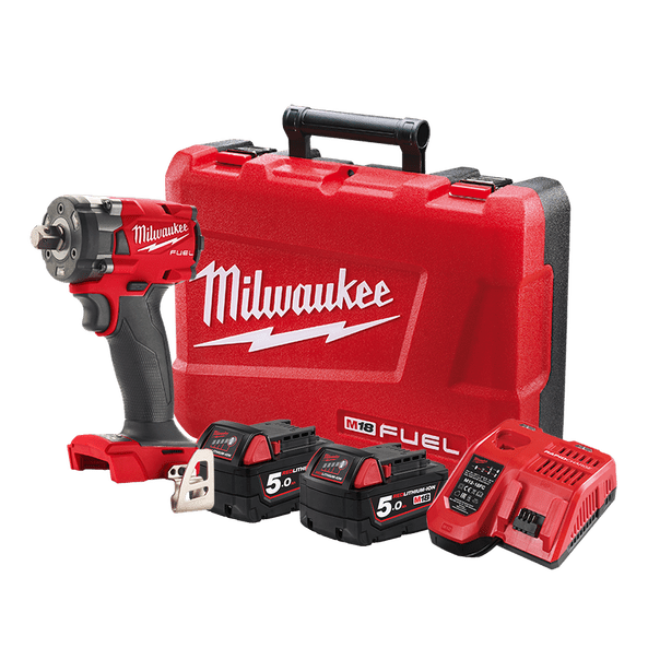 18V 1/2" FUEL Compact Impact Wrench with Pin Detent Kit M18FIW2P12-502C by Milwaukee