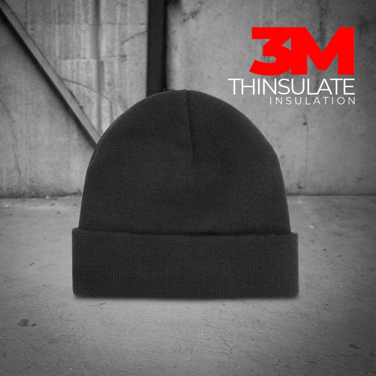 3M Thinsulate Insulation Plain Black Beanie M30B1000-1BK by Moondyne