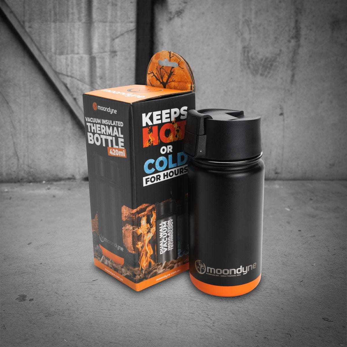 420ml Black Stainless Steel Thermal Mug M40B0420-1OR by Moondyne