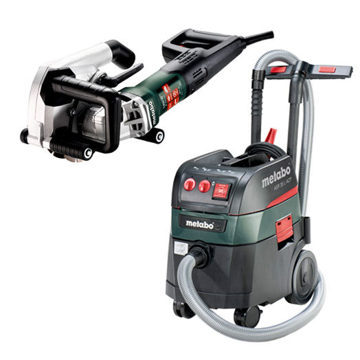 125mm 1900W Wall Chaser MFE40 + 35L M Class Vacuum / Dust Extractor Combo ASR 35 M ACP Combo (AU60010070) by Metabo