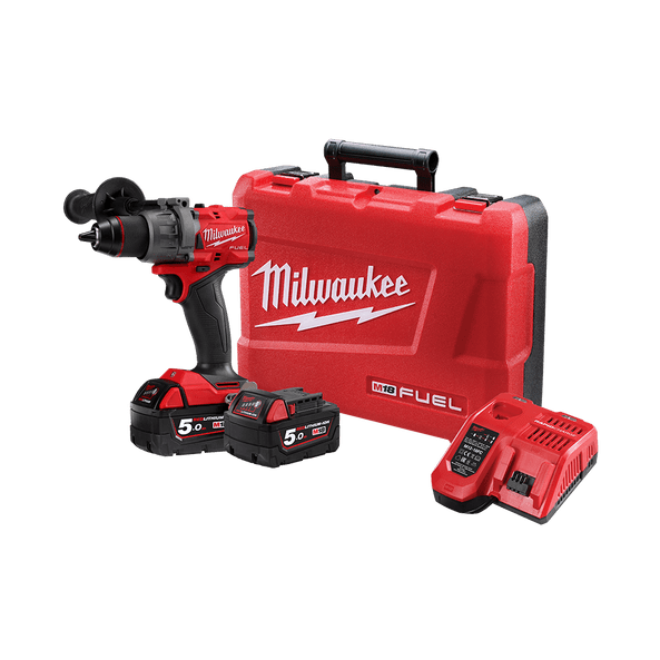 18V 2 x 5.0Ah Cordless Brushless 13mm Hammer Drill / Driver Kit M18FPD3502C by Milwaukee