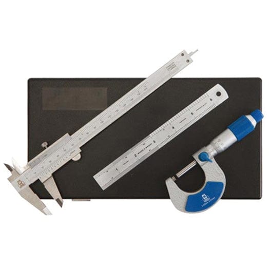 3Pce 150mm (6") Vernier Caliper & 0-25mm Micrometer & 150mm (6") Ruler Set MW-200-SET1 by Moore & Wright