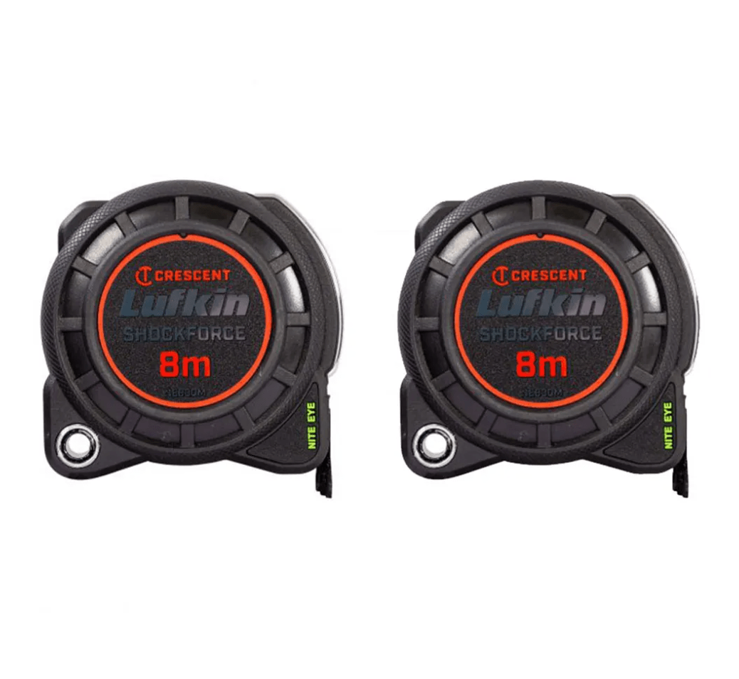 8m x 30mm Tape Measure Twin Pack NE830M2 by Crescent Lufkin