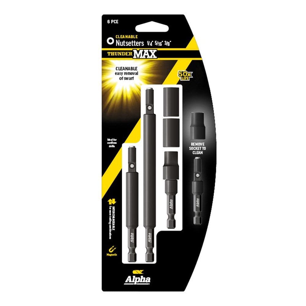 6Pce 1/4", 5/16" & 3/8" ThunderMax Cleanable Nutsetter Kit NSSMC-SET6 by Alpha