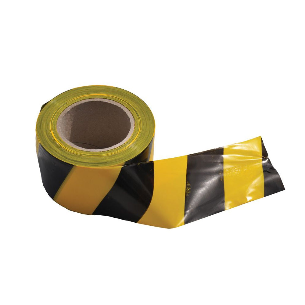 75mm (3") x 100m Single Sided Yellow / Black Barrier Tape OX-S243010 by Ox