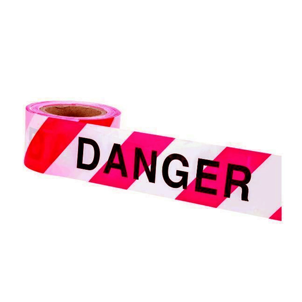 75mm (3") x 100m Single Sided Red / White 'Danger' Barrier Tape OX-S243410 by Ox