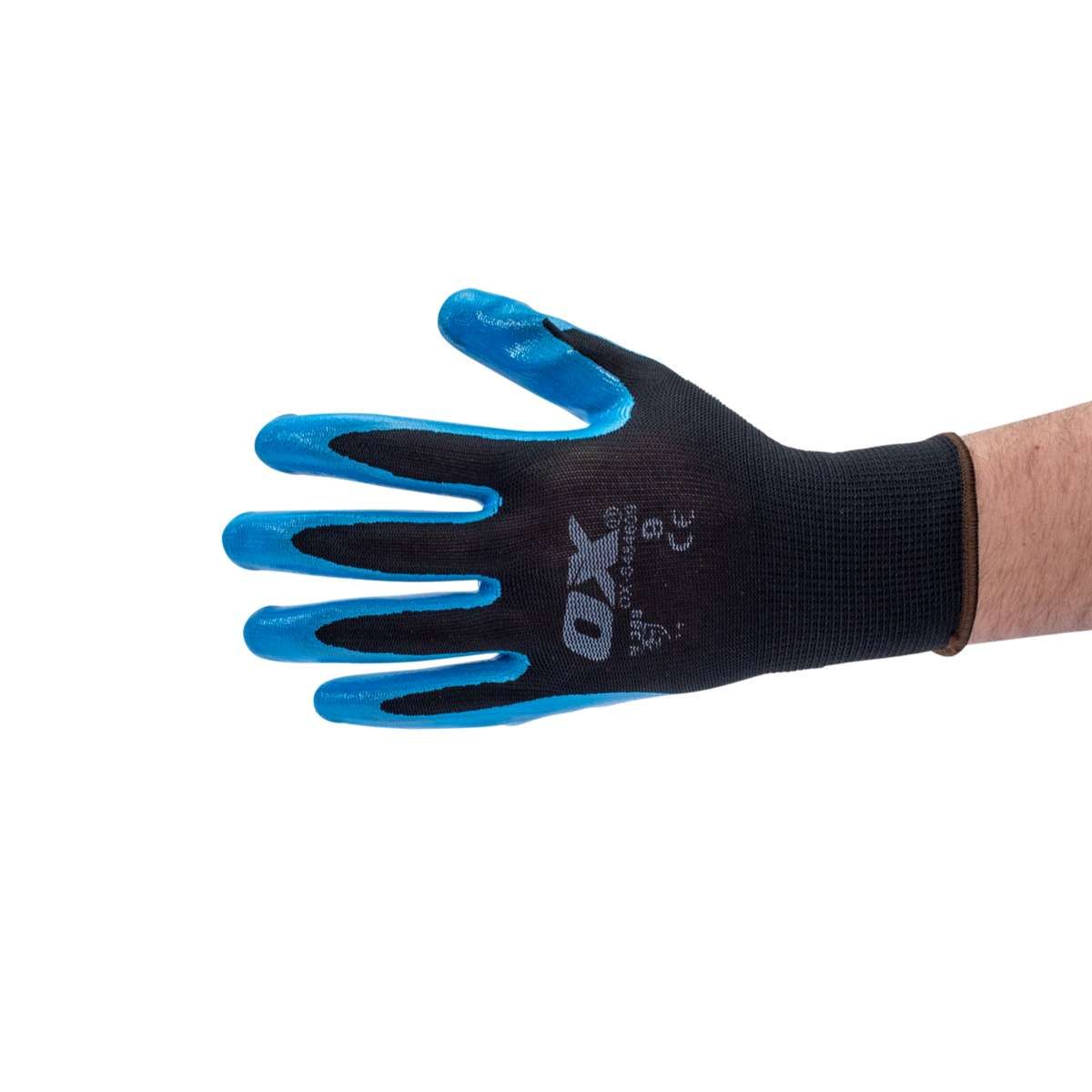 5Pk Size 9 Polyester Lined Nitrile Gloves OX-S484609 by OX Tools