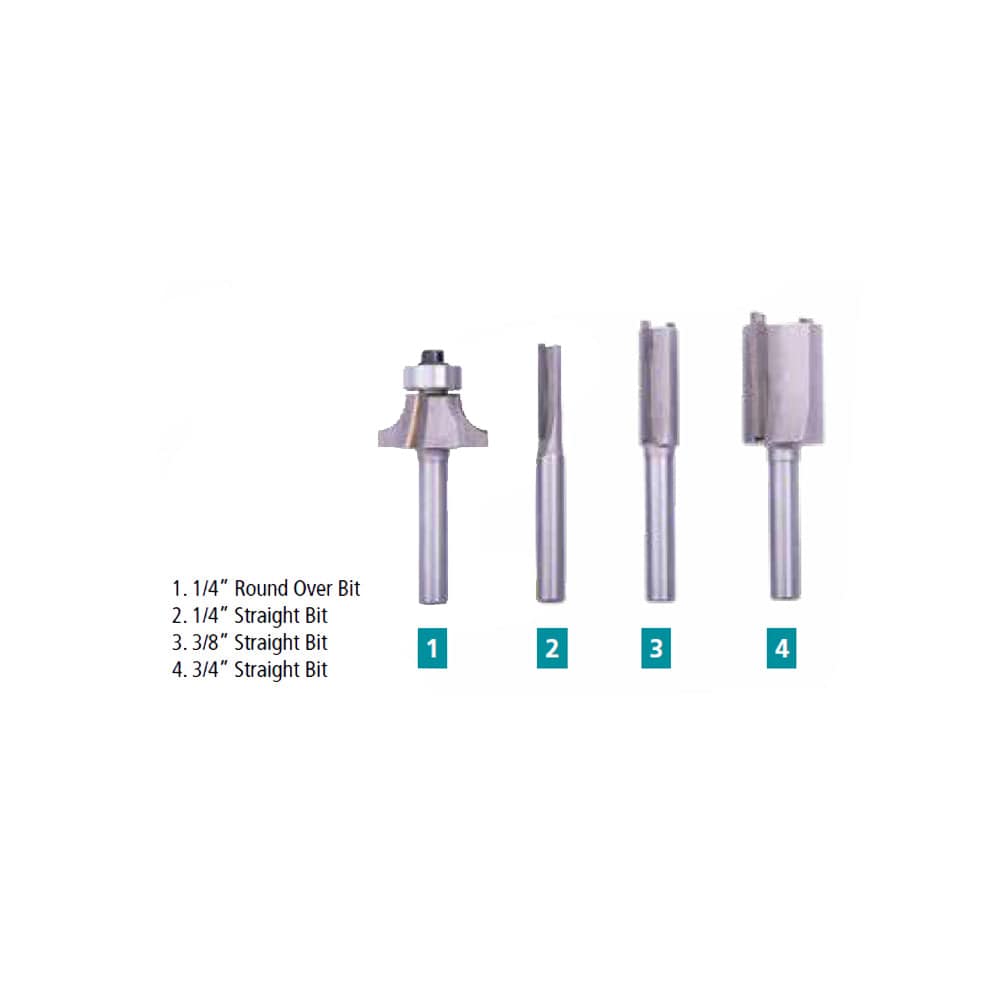 6mm (1/4") Shank Router Bit Set (4Pce) TCT P-24876 by Makita