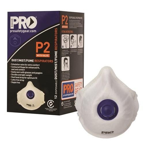 12Pce P2 Filter Dust Masks (With Valve) PC321 by Pro Choice