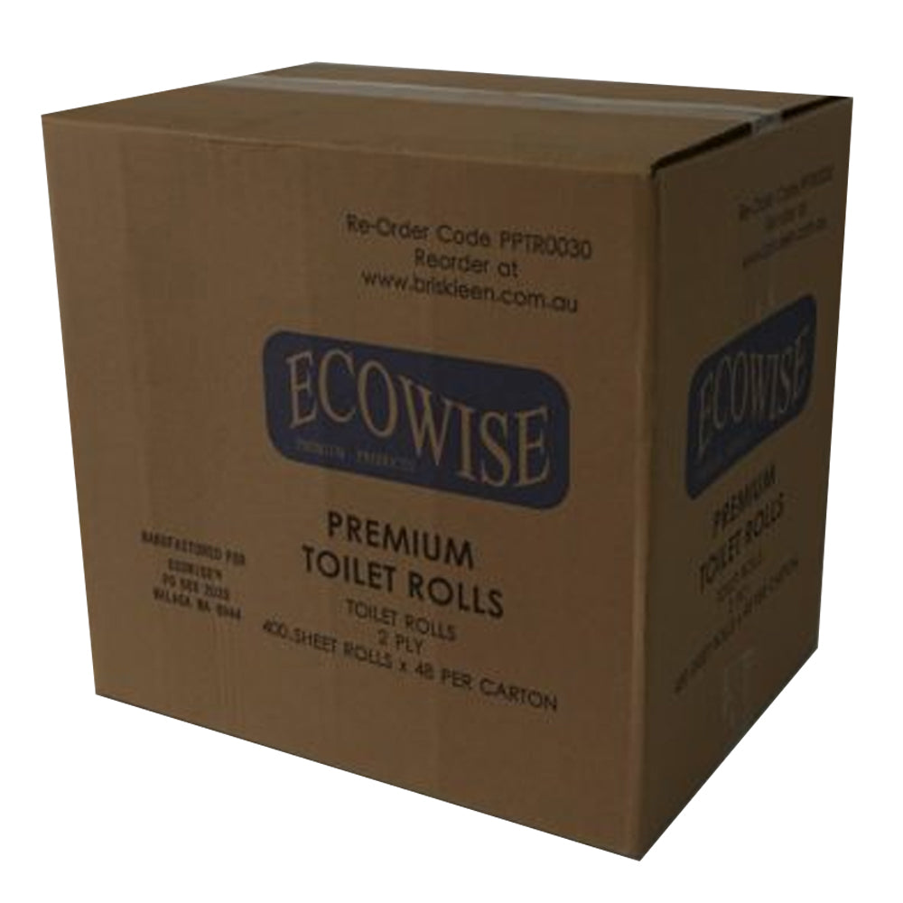 Box of 48 2Ply Premium Individually Wrapped Toilet Paper (Plastic Free Packaging) by Ecowise