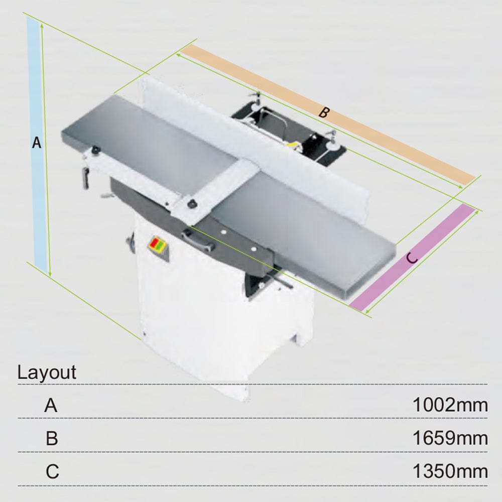 Woodfast 410mm (16") Combination Planer & Thicknesser with Spiral Head Cutter Block PT410A