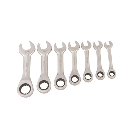 7Pce Metric Combination Stubby Gear Spanner Set S030007 by Kincrome