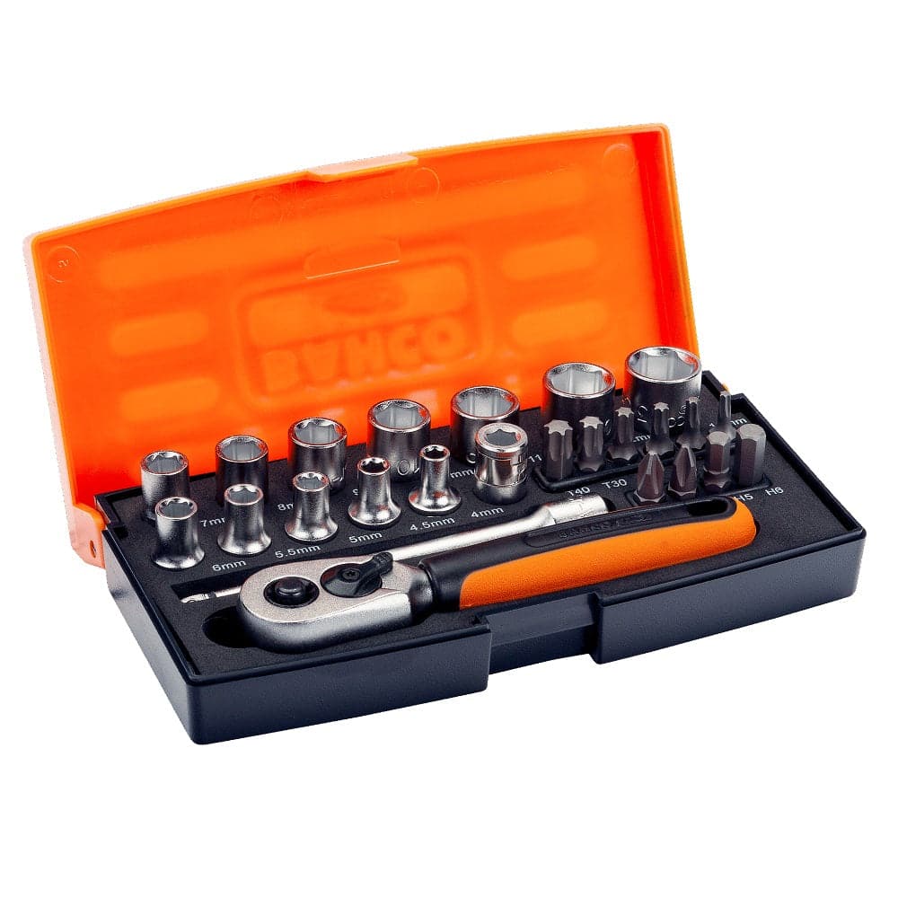 25Pce 1/4" Square Drive Metric Mini Socket Socket Set SBSL25 by Bahco