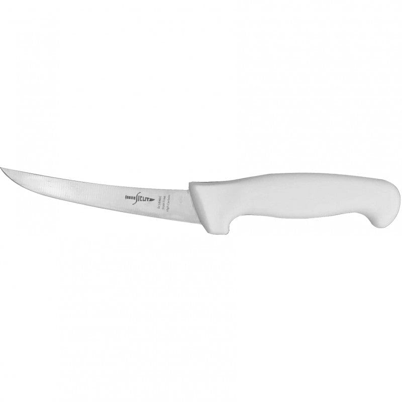 Sicut 6" Curved Boning Knife with White Handle SC1BN6C