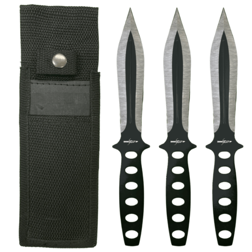 Sicut Thrower Knife Set - Black with Sheath SC6THSET3BK | Set of 3
