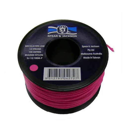 100m 12 Braid High Visibility Fluoro Pink String Line SJ-12/100M-P by Spear & Jackson