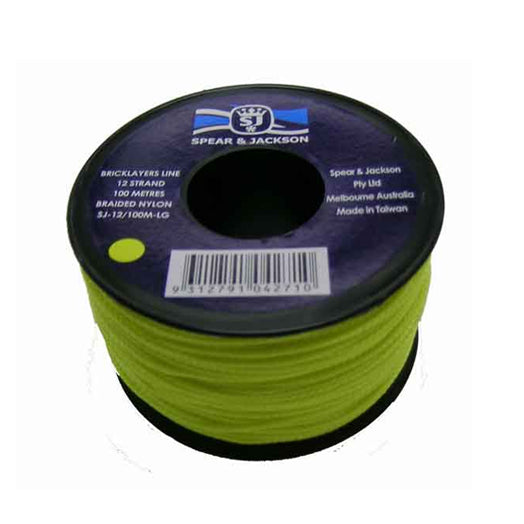 100m 12 Braid Lime String Line SJ-12/100M-LG by Spear & Jackson