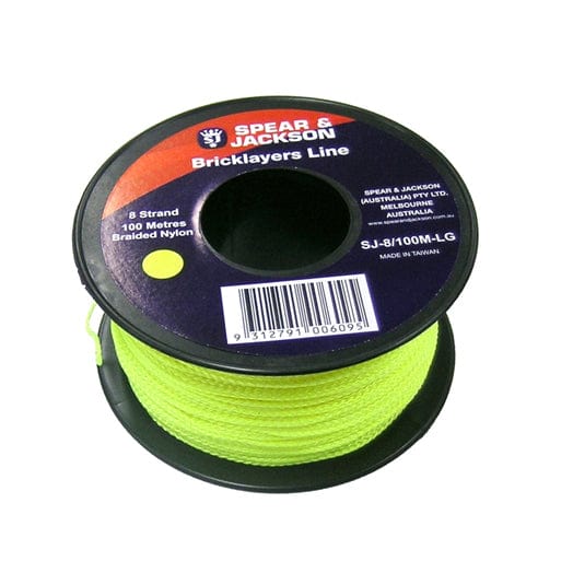 100m 8 Braid Lime String Line SJ-8/100M-LG by Spear & Jackson