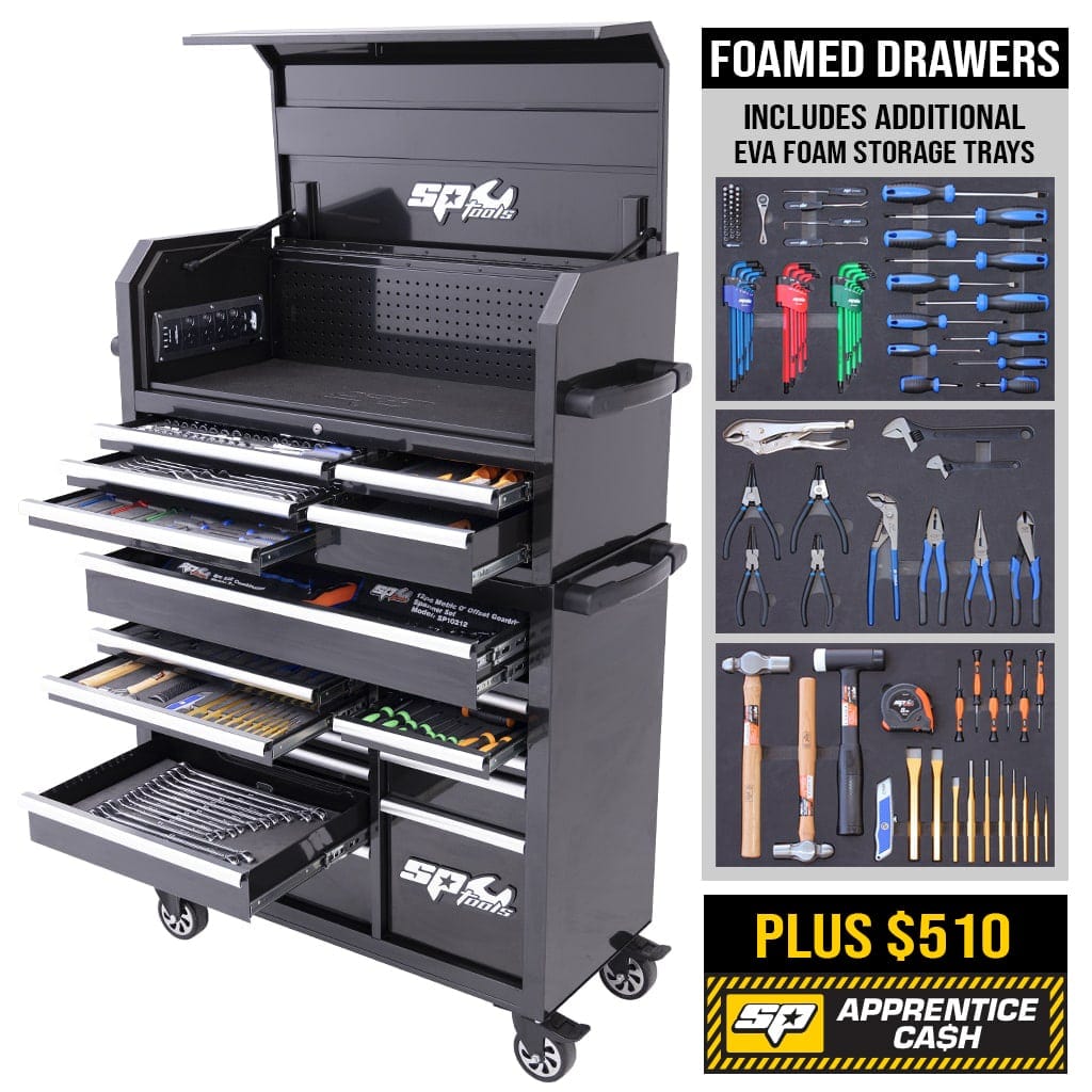 548Pce Metric/SAE Sumo Series Diamond Black / Chrome Handles Tool Kit PLUS Bonus EVA TRays SP50557X by SP Tools