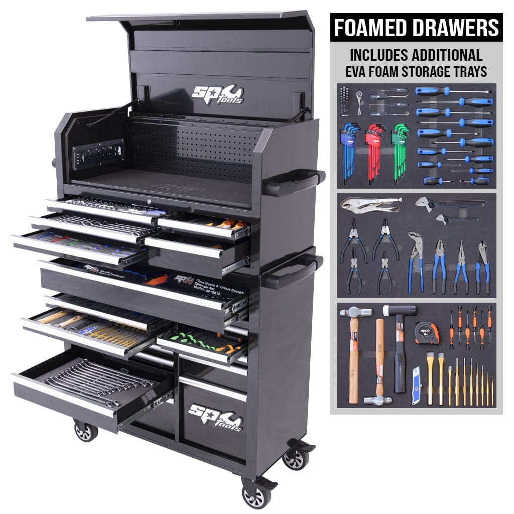 548Pce Metric/SAE Sumo Series Diamond Black / Chrome Handles Tool Kit PLUS Bonus EVA TRays SP50557X by SP Tools