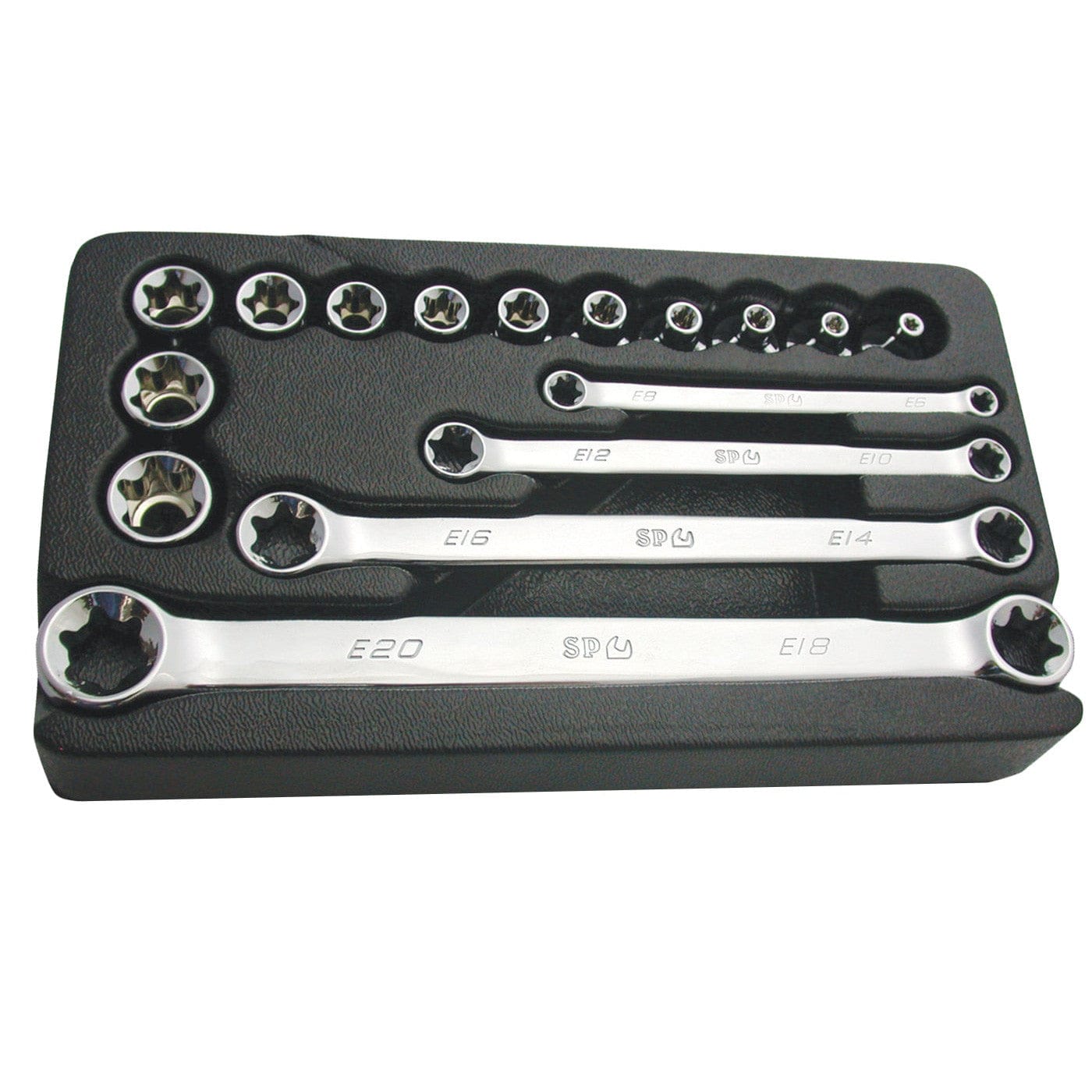 16Pce 3/8" Drive E-Torx Socket & Spanner Set SP20210 by SP Tools