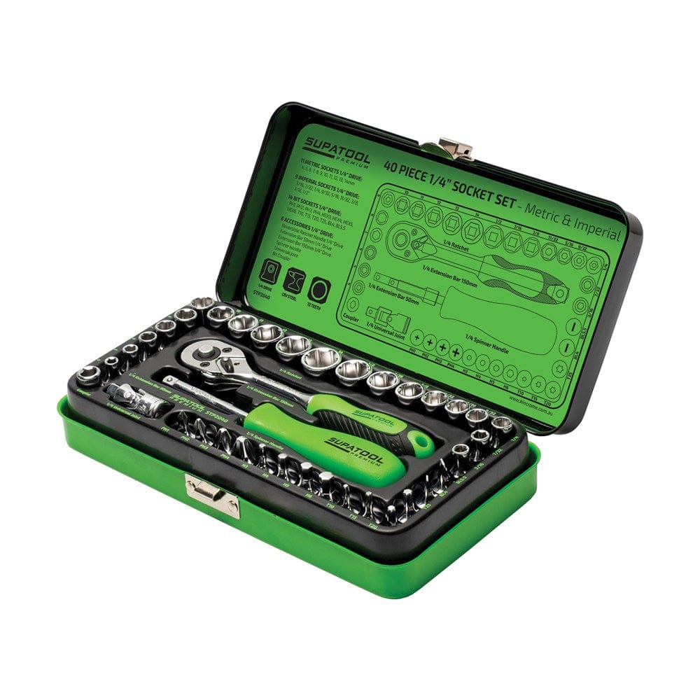 40Pce 1/4" Drive Socket Set Metric & Imperial STP2040 by Supatool