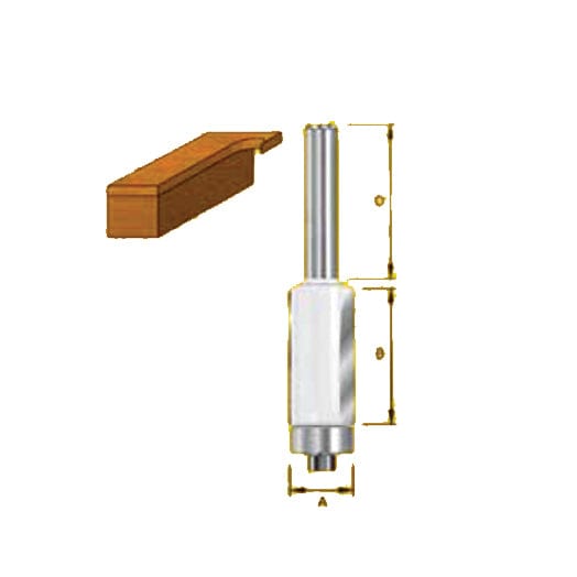 12.7mm x 50mm x 1/2" Shank Straight Flush Trim Router Bit with Bearing TBXX8016/2 by TruaCut
