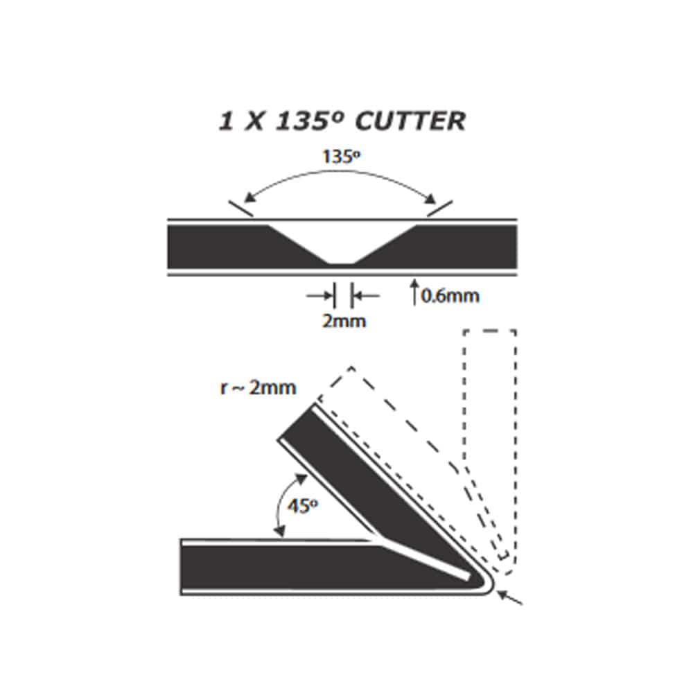 Tungsten Carbide Cutter for 45° Sheet Bend in Aluminium Composite Panels TC13545F by TruaCut