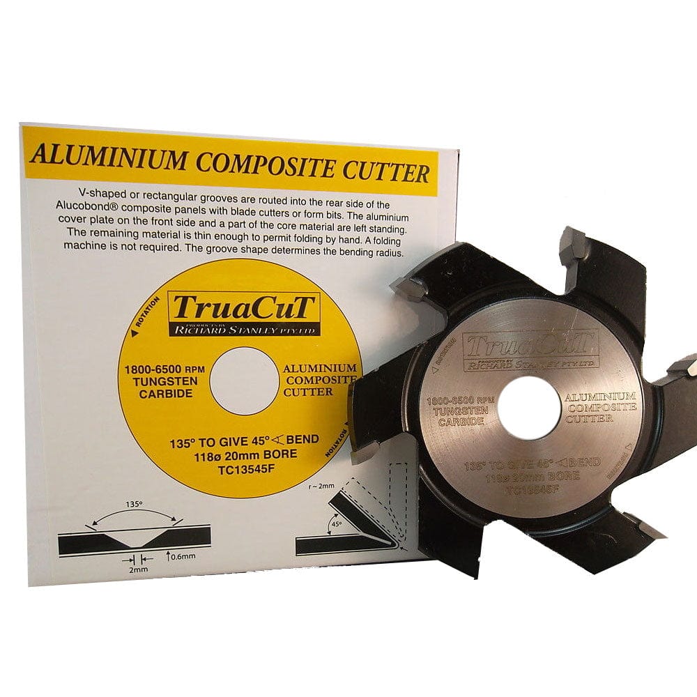 Tungsten Carbide Cutter for 45° Sheet Bend in Aluminium Composite Panels TC13545F by TruaCut