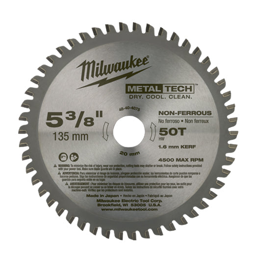 135mm (5-3/8") x 50T Circular Saw Blade Non-Ferrous Metals 48404075 By Milwaukee